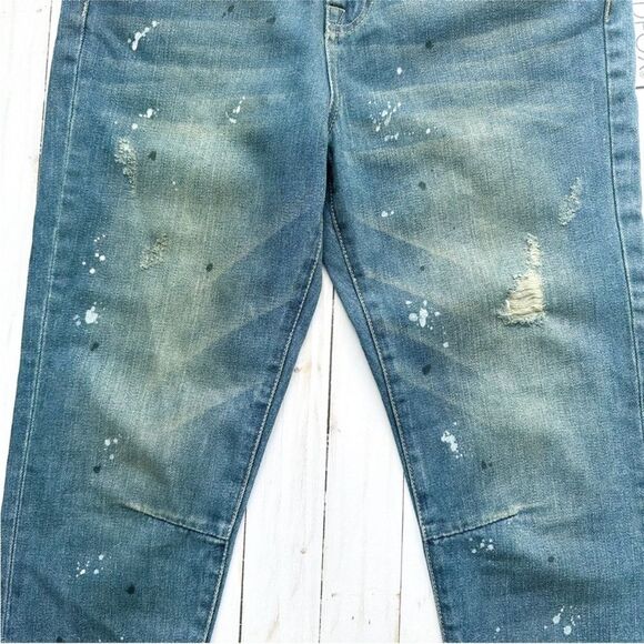 NWT Wildfox DaVinci Relaxed Loose Baggy Paint Splatter Crop Boyfriend Jeans - Picture 5 of 14